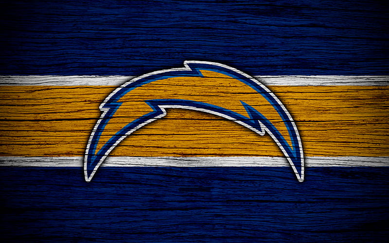 Los Angeles Chargers, NFL, American Conference wooden texture, american football, logo, emblem, Los Angeles, California, USA, National Football League, HD wallpaper