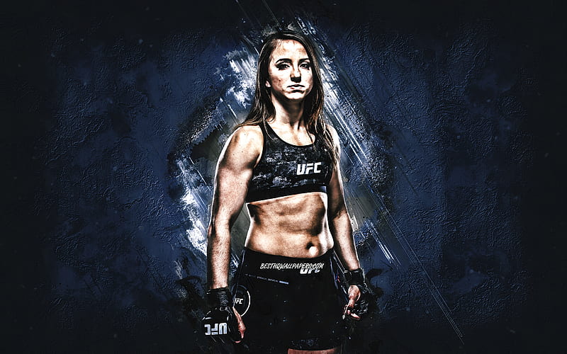 Maycee Barber, UFC, american fighter, portrait, blue stone background, Ultimate Fighting Championship, HD wallpaper