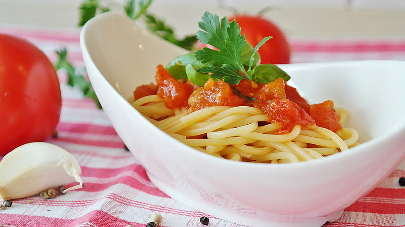 Spaghetti, Tomatoes, Sauce, Food, Delicious, HD wallpaper