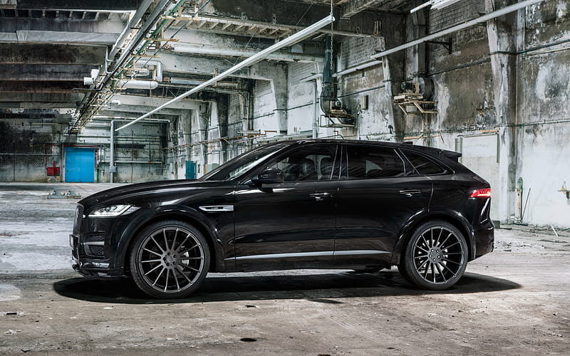Jaguar F-Pace, Hamann, 2018, luxury black SUV, tuning F-Pace, side view, new black F-Pace, British cars, Jaguar, HD wallpaper
