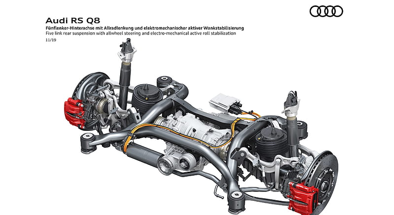 2020 Audi RS Q8 - Five link rear suspension with allwheel steering and electro-mechanical active roll stabilization , car, HD wallpaper