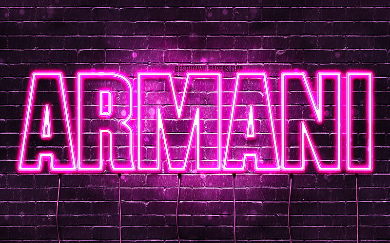 Armani with names, female names, Armani name, purple neon lights, Happy Birtay Armani, with Armani name, HD wallpaper