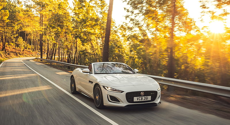 2021 Jaguar F-TYPE R-Dynamic P450 Convertible RWD (Color: Fuji White) - Front Three-Quarter , car, HD wallpaper 2021 Jaguar F-TYPE R-Dynamic P450 Convertible RWD (Color: Fuji White) - Front Three-Quarter , car, HD wallpaper
