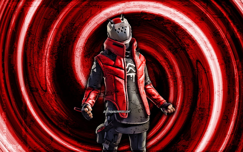 X-Lord, red grunge background, 2020 games, Fortnite, vortex