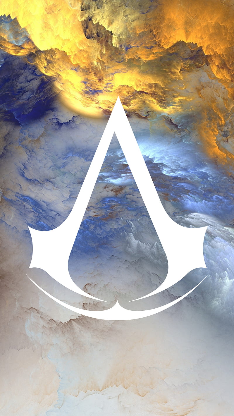 Assassins Creed, 1080, blue, gamer, gamers, games, logo, yellow, HD phone wallpaper