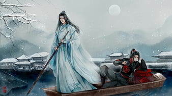 wei wuxian and lan wangji (modao zushi) drawn by piscina