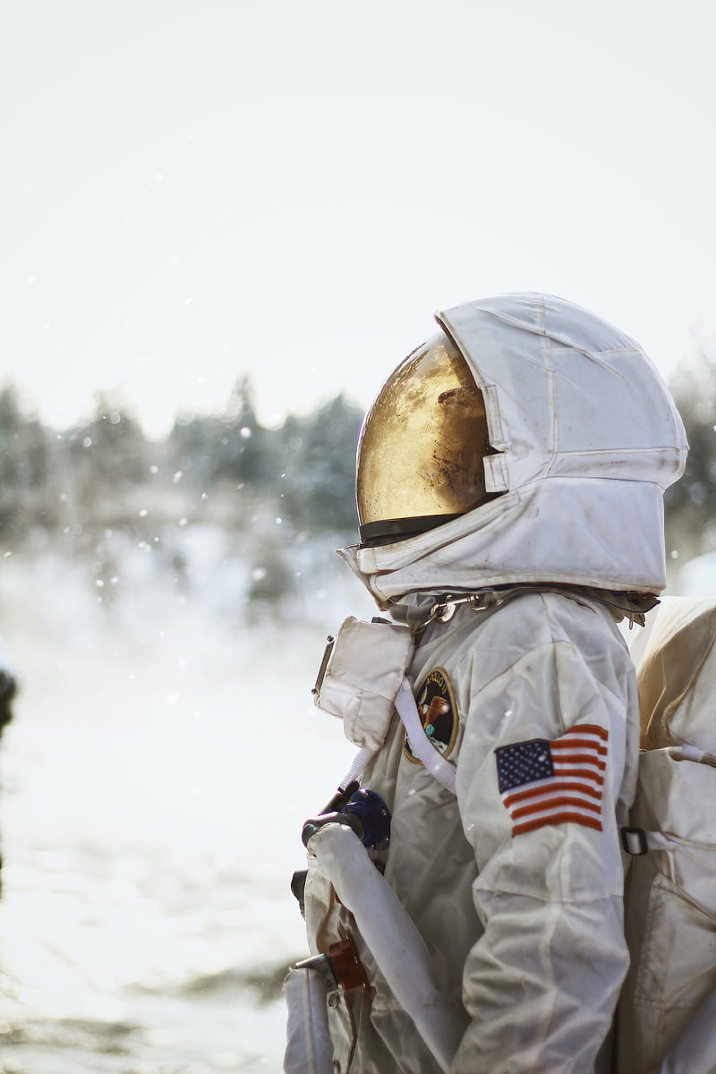 NASA, snow, winter, helmet, astronaut, HD phone wallpaper