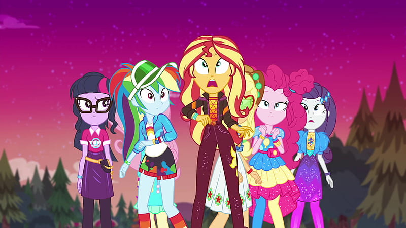 Movie, My Little Pony: Equestria Girls – Sunset's Backstage Pass, Sunset Shimmer , Rainbow Dash , Sci-Twi (My Little Pony) , Pinkie Pie , Rarity (My Little Pony) , Applejack (My Little Pony) , Fluttershy (My Little Pony), HD wallpaper
