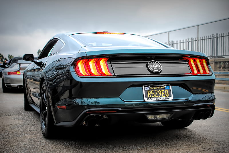 ford mustang, car, muscle car, back view, HD wallpaper