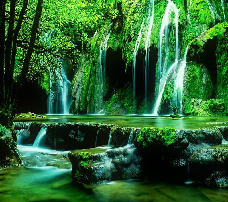 Green Waterfall, look, nice, HD wallpaper | Peakpx