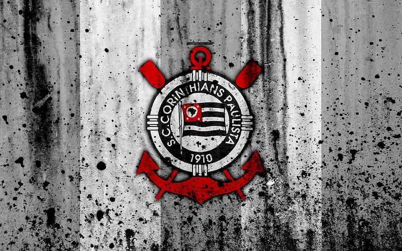 FC Corinthians grunge, Brazilian Seria A, logo, Brazil, soccer, football club, Corinthians, stone texture, art, Corinthians FC, HD wallpaper