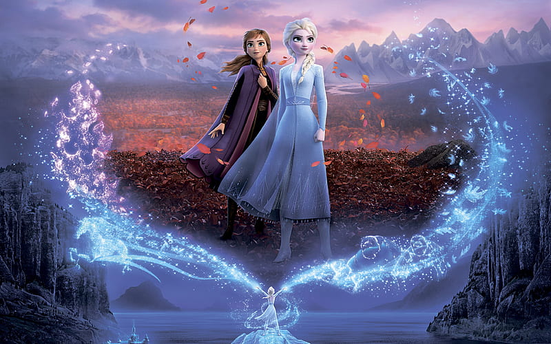 Anna and Elsa, Frozen 2 poster, 2019 movie, Frozen Two, Disney, Frozen II, HD wallpaper