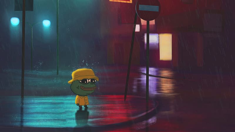 Pepe In The Rain, pepe-the-frog, sad, artist, artwork, digital-art, deviantart, HD wallpaper