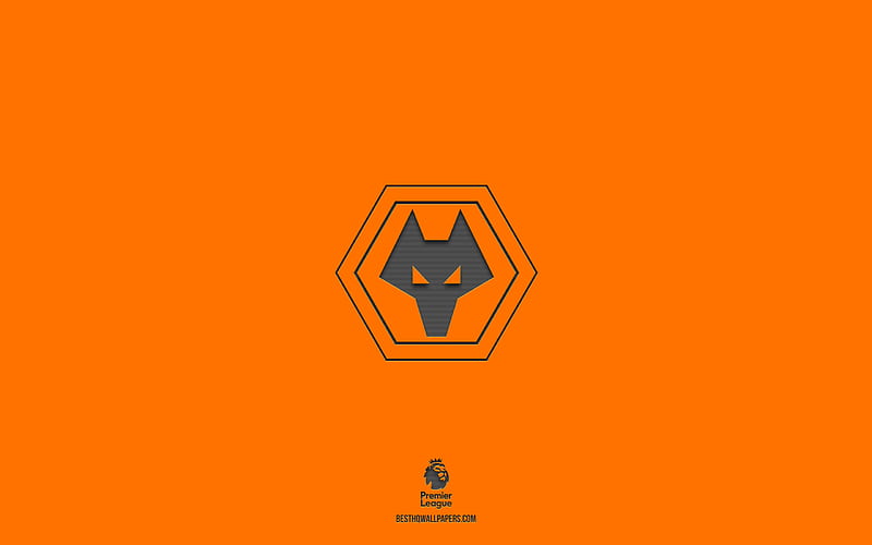 Wolverhampton Wanderers FC, orange background, English football team, Wolverhampton Wanderers FC emblem, Premier League, England, football, Wolverhampton Wanderers FC logo, HD wallpaper