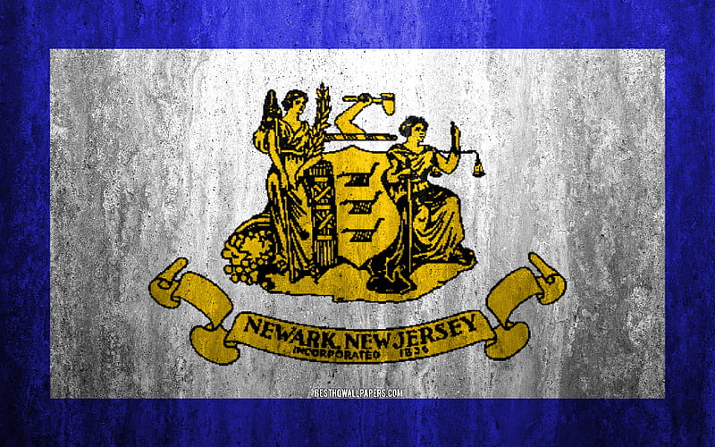 Flag of Newark, New Jersey stone background, American city, grunge flag, Newark, USA, Newark flag, grunge art, stone texture, flags of american cities, HD wallpaper