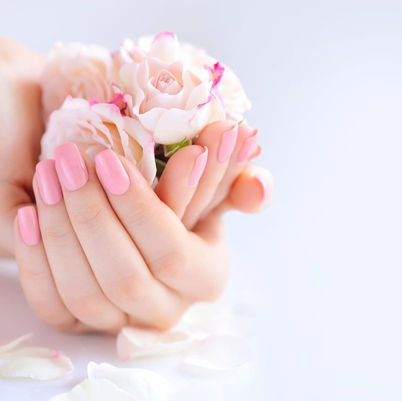 hand, flowers, soft, manicure, HD wallpaper