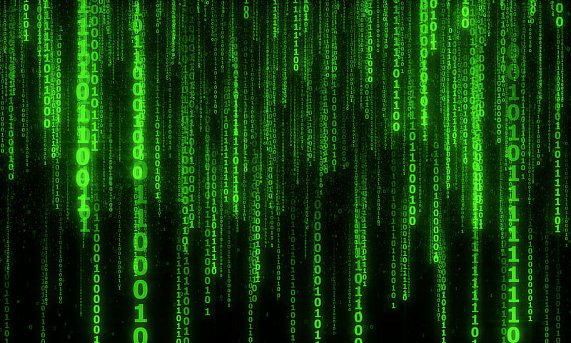binary code, code, numbers, green, glow, HD wallpaper