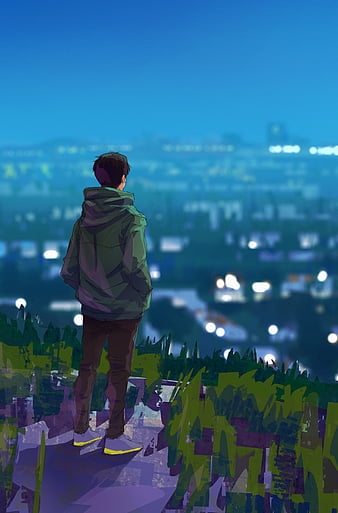 Anime Girl, city, dark, lonely, sad, HD phone wallpaper