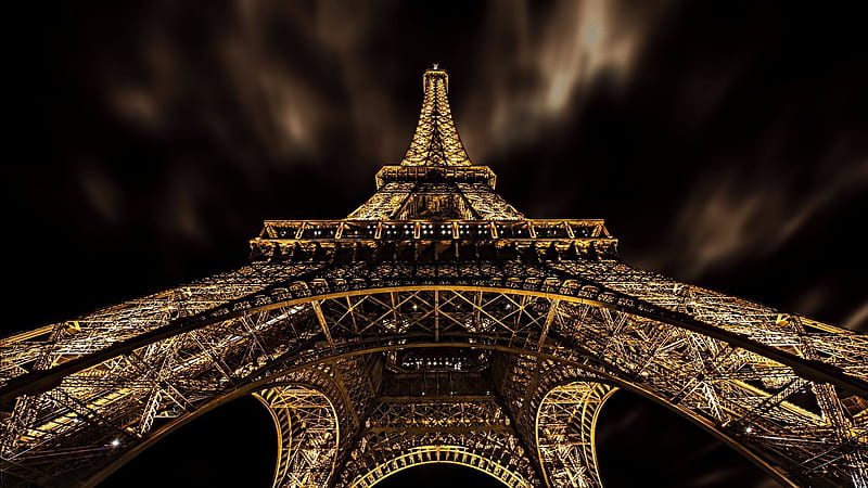 Paris night, Eiffel Tower, lights, night sky, France, HD wallpaper