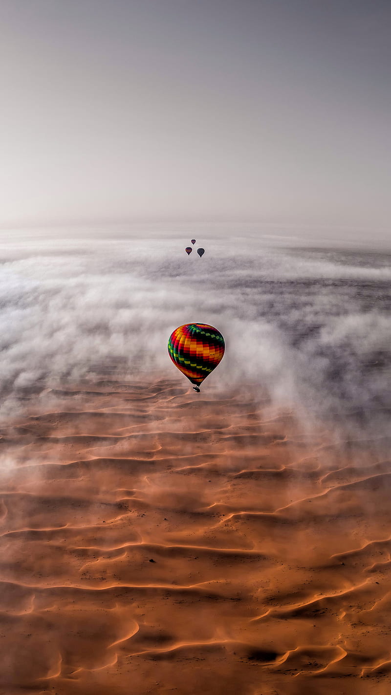 Hot air balloon , Bachir__phactory, desert, dubai, HD phone wallpaper