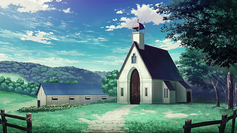 Anime Building, Anime Church, HD wallpaper
