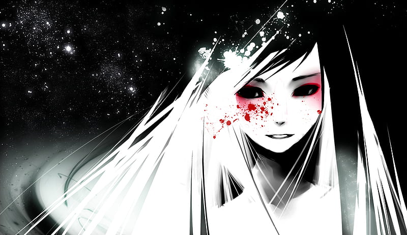 A bloody smile, ghost, girl, anime, blood, HD wallpaper | Peakpx