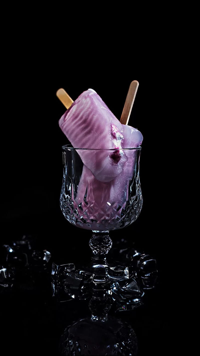 icecream, pink, glass, cup, black, food, summer, HD phone wallpaper