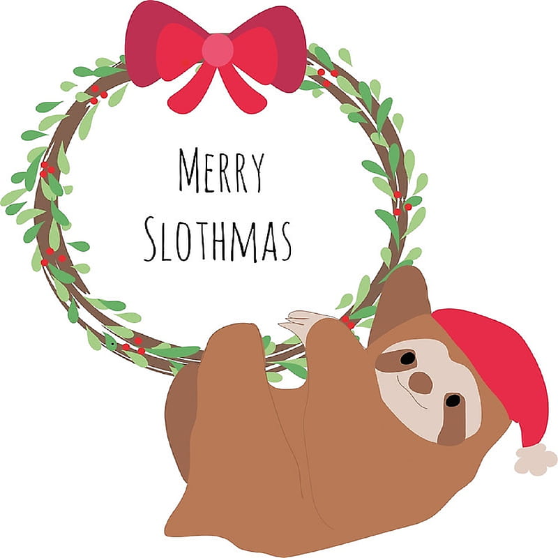 slothmas, christmas, sloth, yule, holiday, wreath, HD phone wallpaper