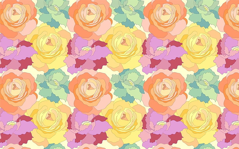 Flores en colores pastel, patrón, flores, pastel, vector, Fondo de pantalla  HD | Peakpx