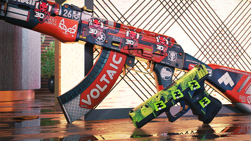 Counter-Strike, Counter-Strike: Global Offensive, 3D , AK-47 , Glock 18, HD wallpaper