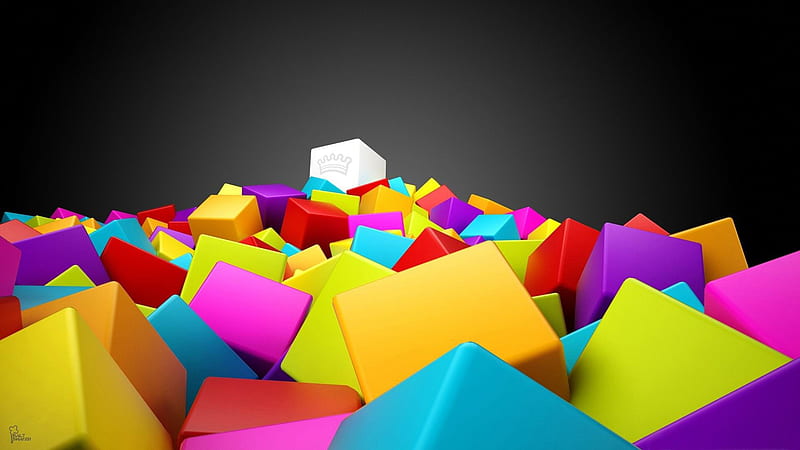 Color box-3D creative design theme, HD wallpaper
