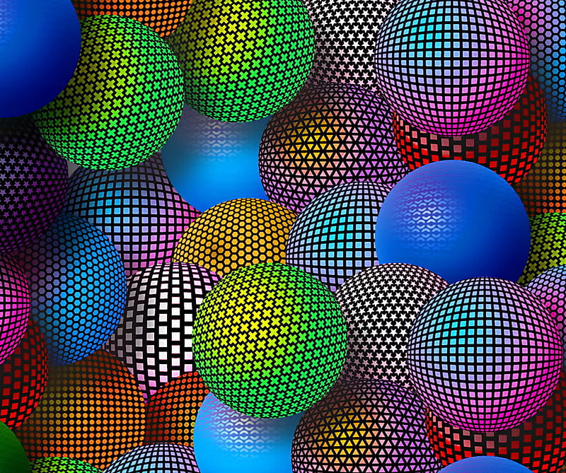 Neon Balls, 3d, abstract, HD wallpaper