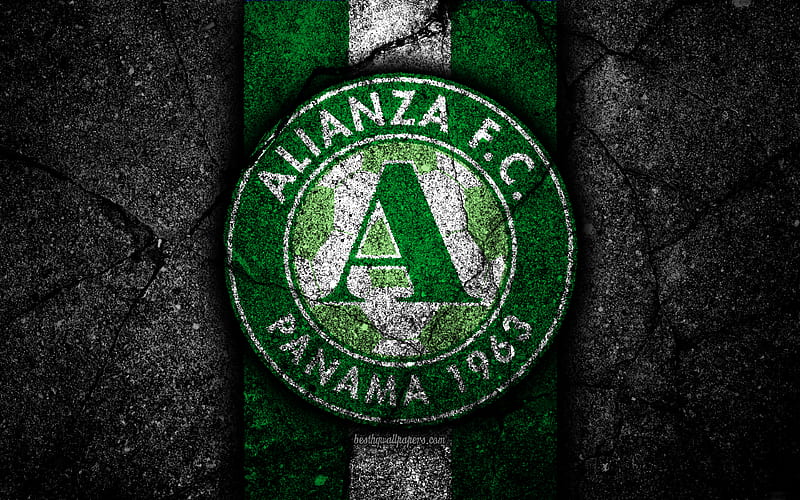 FC Alianza, logo, LPF, soccer, Liga Panamena, black stone, football club, Panama, Alianza, asphalt texture, Alianza FC, HD wallpaper