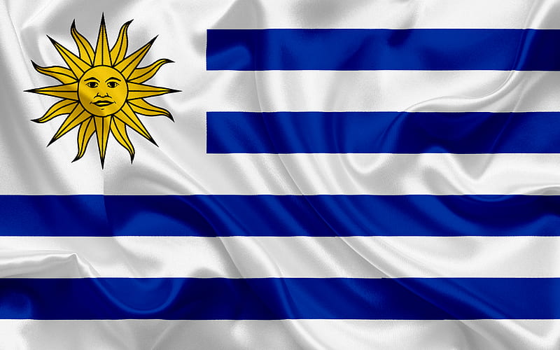 Uruguayan flag, Uruguay, South America, silk flag, flag of Uruguay, HD wallpaper