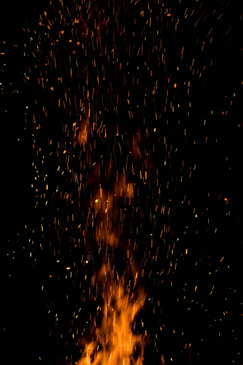 fire, sparks, flame, dark, night, HD phone wallpaper