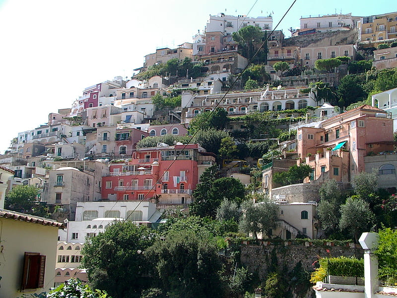 Positano Italy Houses On Mountain, mountainside, houses, HOLIDAYS, ROMANTIC, ITALY, positano, HD wallpaper