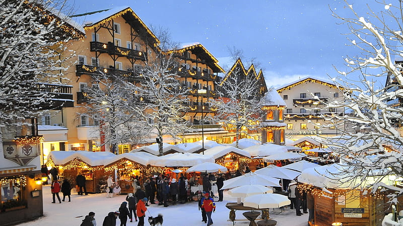 Christmas at the resort of Seefeld, Austria, HD wallpaper