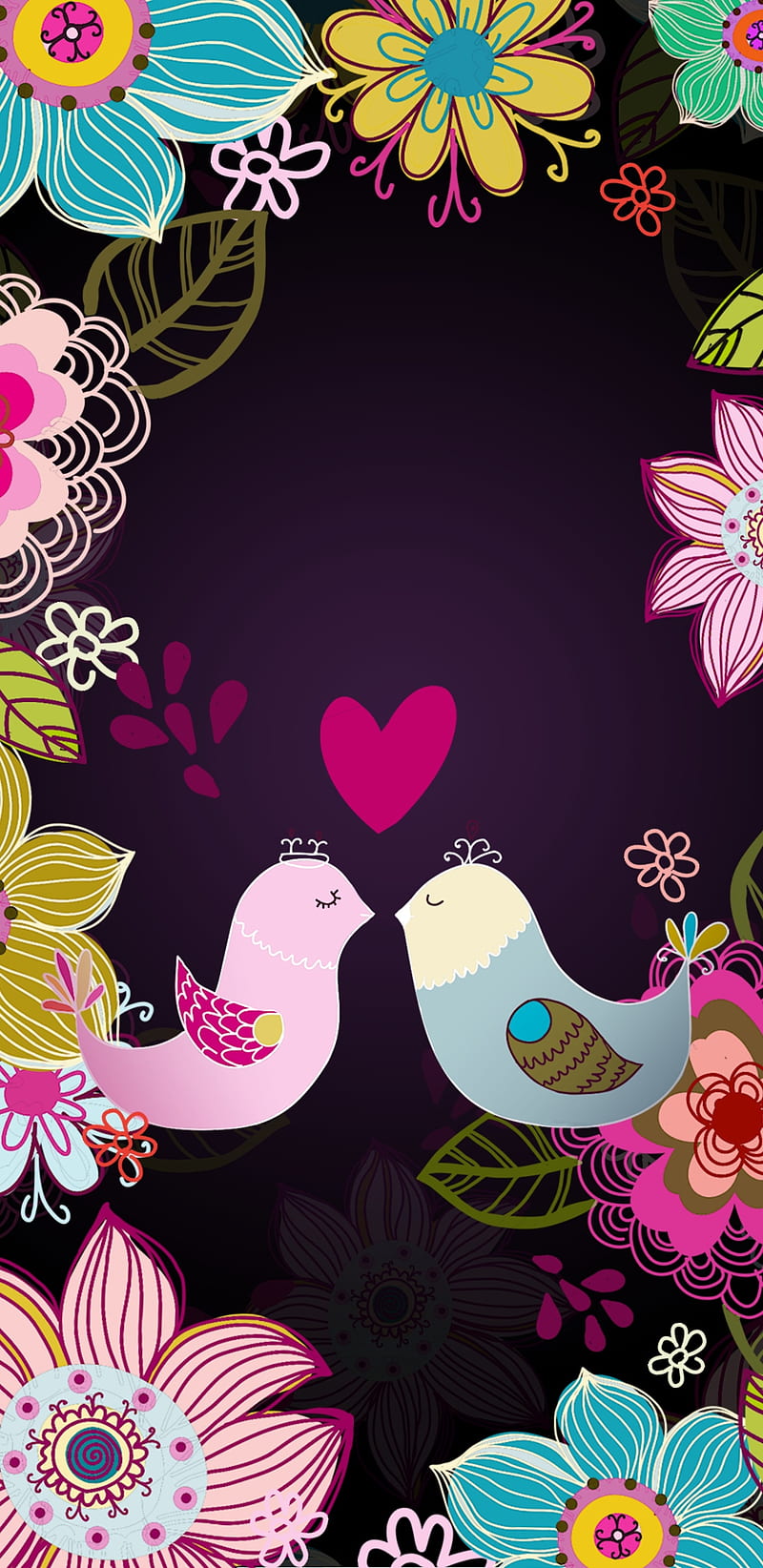 Pájaros del amor, bonito, colorido, flores, corazón, beso, bonita, Fondo de  pantalla de teléfono HD | Peakpx