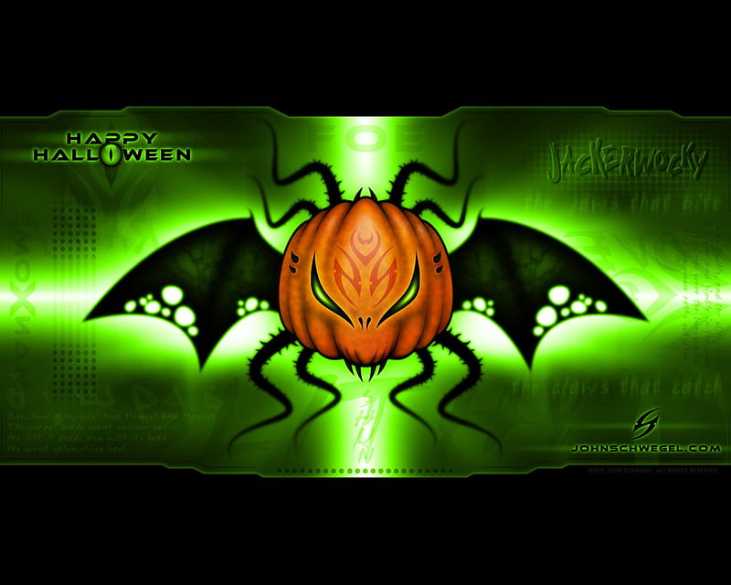 Pumpkin Bat, pumpkin face, bat wings, green cross, halloween, HD wallpaper