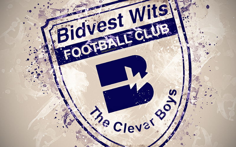 Bidvest Wits FC paint art, logo, creative, South African football team, South African Premier Division, emblem, white background, grunge style, Johannesburg, South Africa, football, HD wallpaper