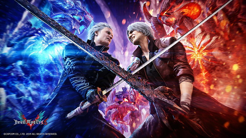 Download Dante and Angels in the stylish world of Devil May Cry Wallpaper