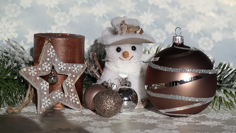 Bauble Christmas Ornaments Star And Snowman Snowman, HD wallpaper