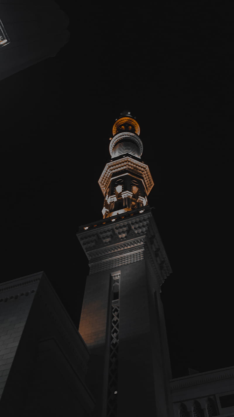 Mosque, medina, night, paris, tower, HD phone wallpaper