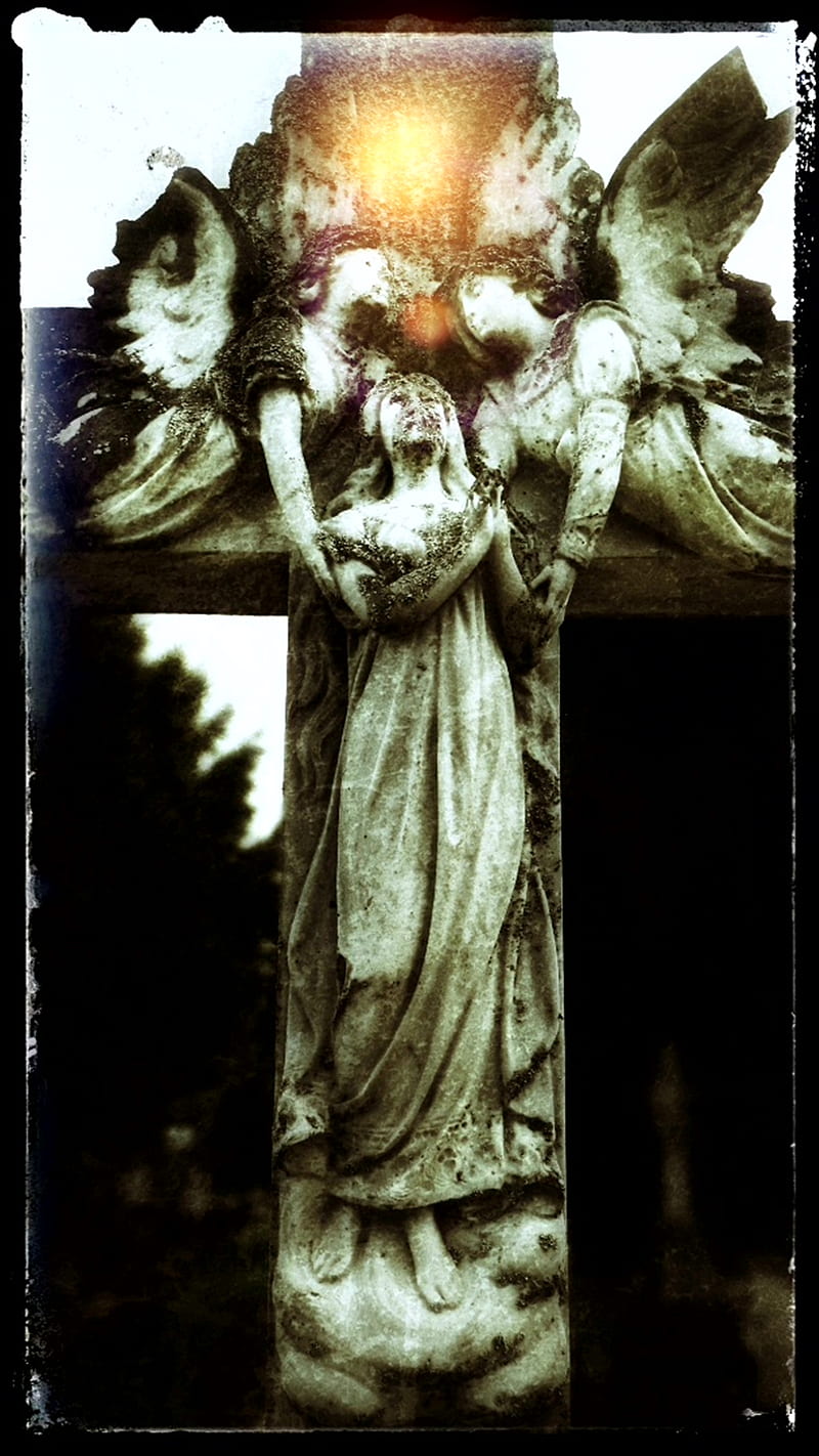 FollowTheLight, Halloween, Into, angel, cemetery, dead, death, grave, gravestone, soul, spooky, strange, weird, HD phone wallpaper