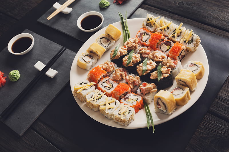 Food, Sushi, Chopsticks, Seafood, Still Life, HD wallpaper