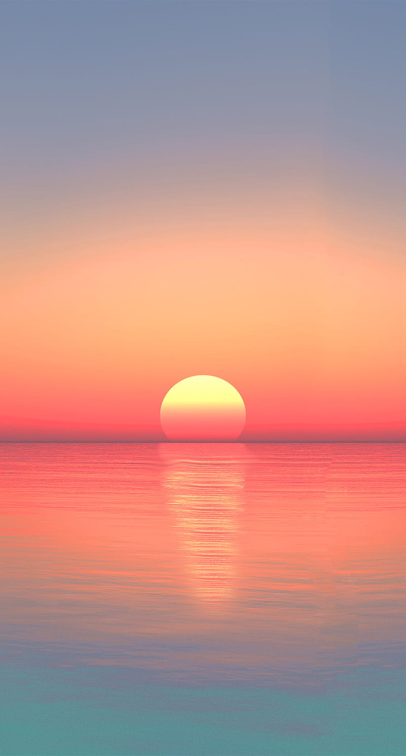 Sunset , blue, pink, orange, sunny, sun, ocean, beach, HD phone wallpaper