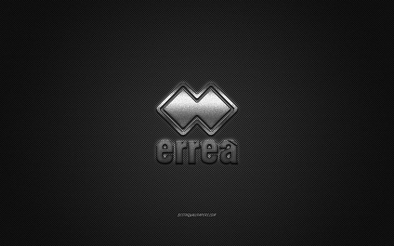 Errea logo, metal emblem, apparel brand, black carbon texture, global apparel brands, Errea, fashion concept, Errea emblem, HD wallpaper