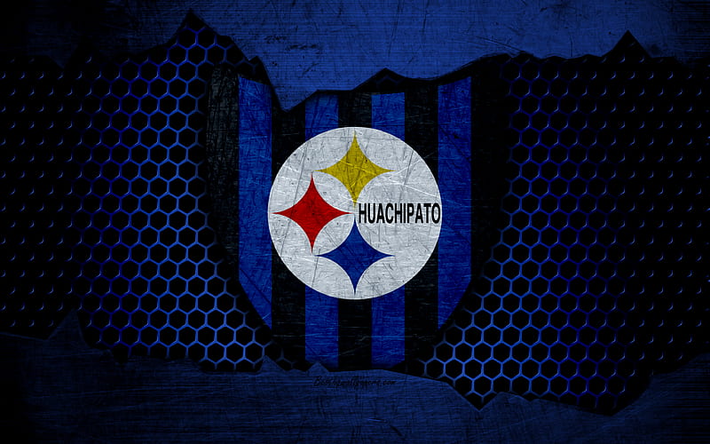 Huachipato logo, Chilean Primera Division, soccer, football club, Chile, grunge, metal texture, Huachipato FC, HD wallpaper