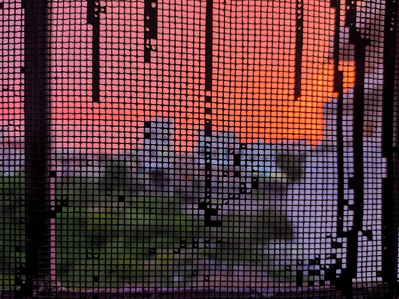 Net blur, city, reddish, sky, sunset, HD wallpaper