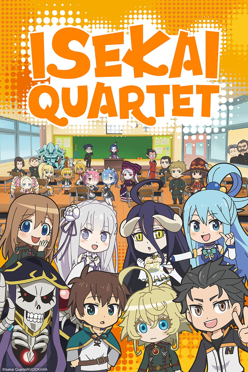 Isekai Quartet, anime, konosuba, overlord, re, rezero, tanya, zero, HD phone wallpaper